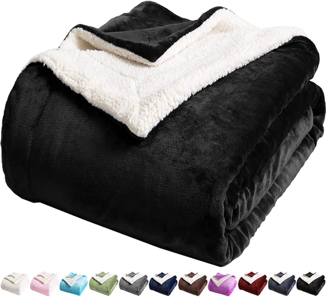 LBRO2M Double Sided Sherpa Blanket for Cozy Warmth and Style