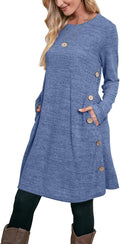 OFEEFAN Long Sleeve Tunic Dress with Pockets and Side (Style YTPY)