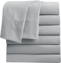 Twin Flat Sheets Only Pack of 6 - Light Grey Soft Microfiber