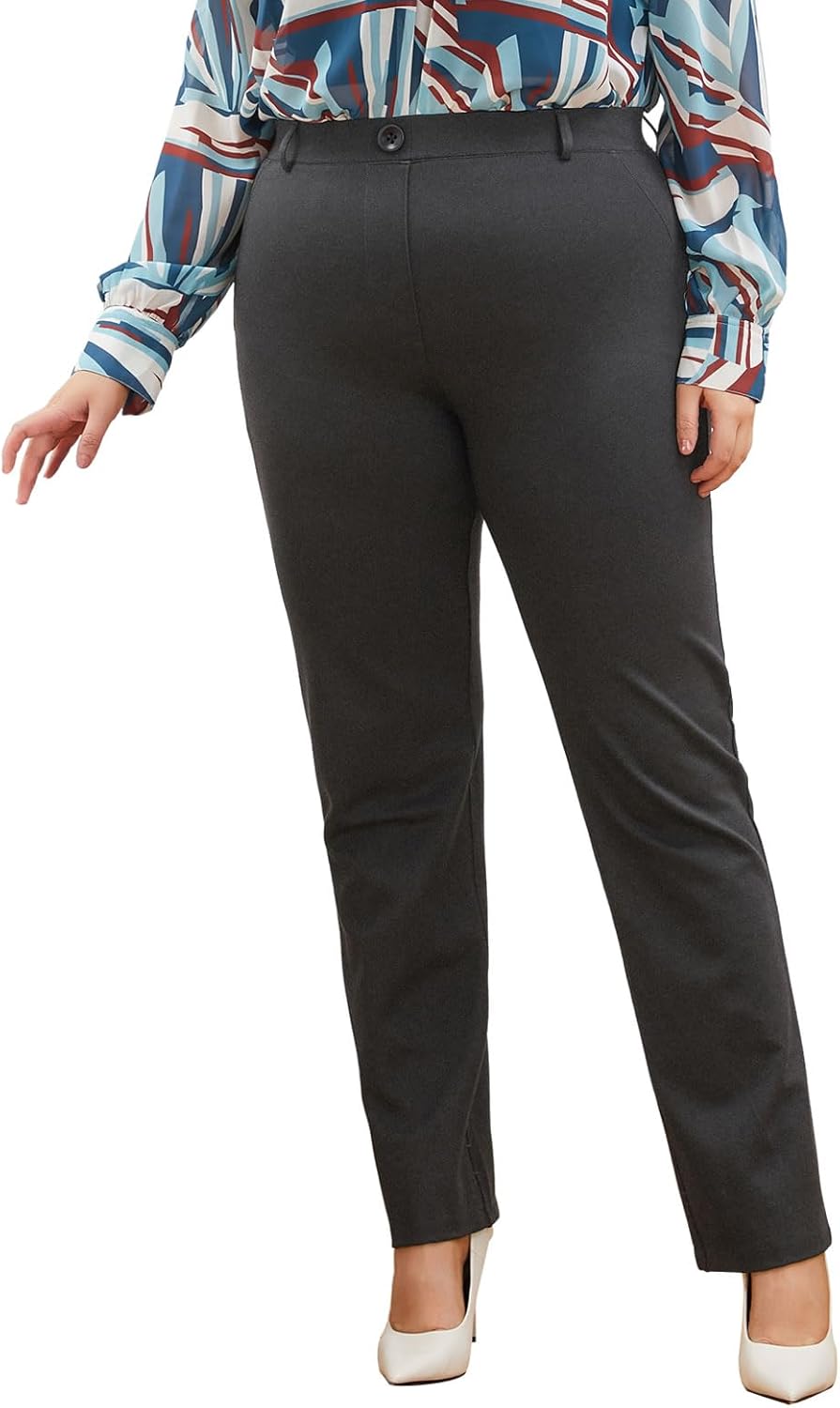 Plus Size Women's Straight-Leg Dress Pants for Office Wear