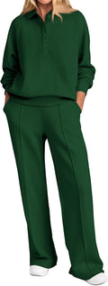 PRETTYGARDEN Women Fall 2 Piece Sweatsuit Set - Cozy Wide Leg Material