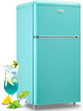 WANAI Retro Mini Fridge with Two Doors for Home and Office