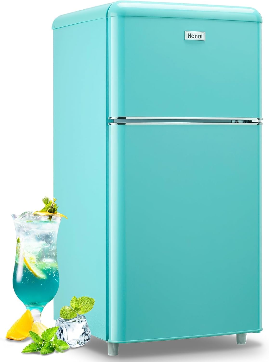 WANAI Retro Mini Fridge with Two Doors for Home and Office