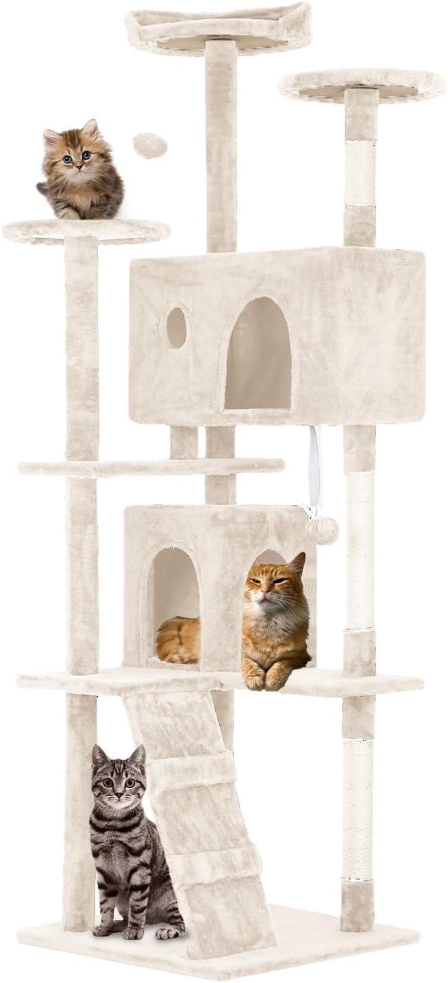 FDW Cat Tree 70in Durable Multi-Level Cat Tower for Indoor Cats