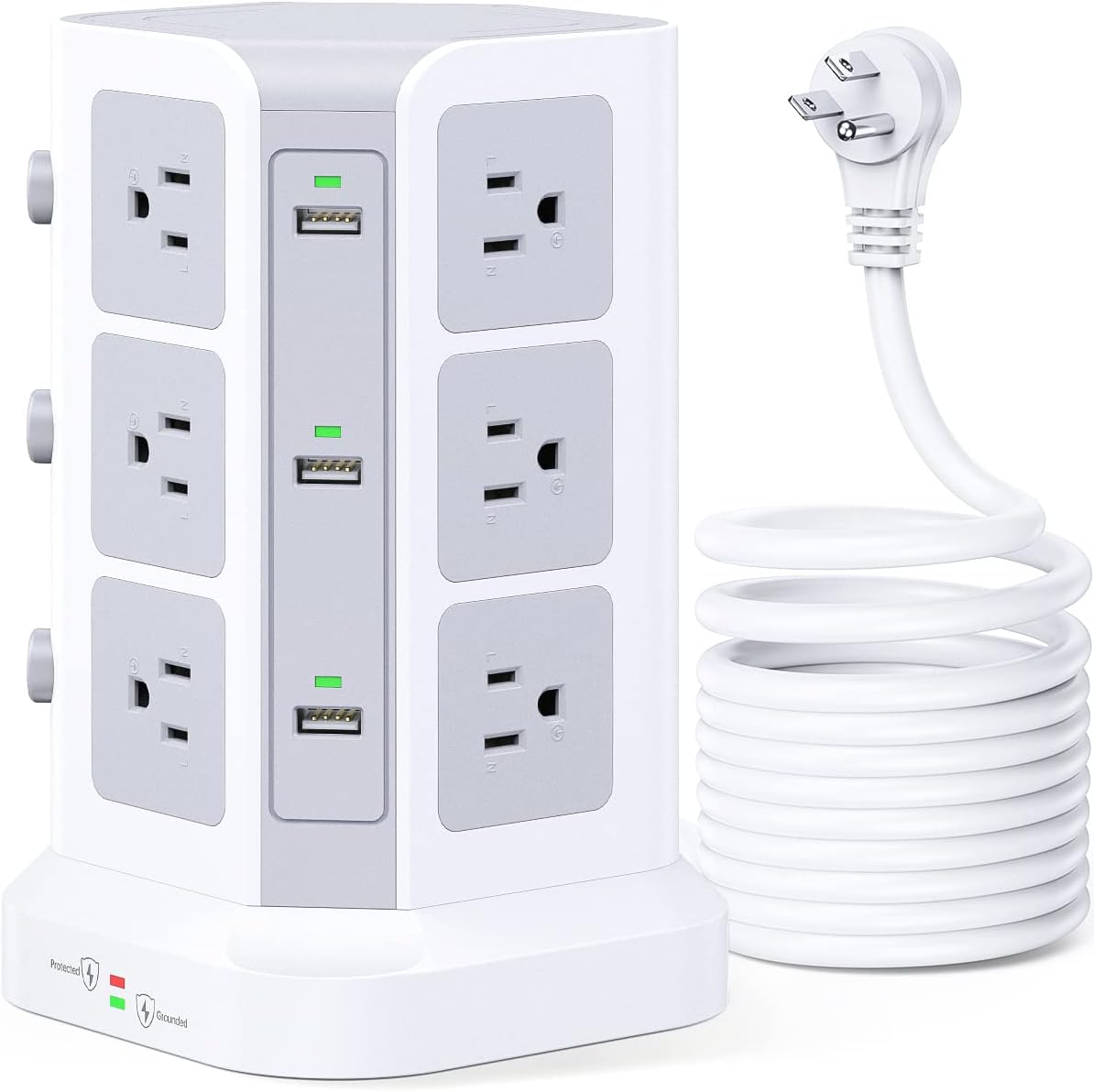 KOOSLA Surge Protector Power Strip Tower with 16.4 FT Cord