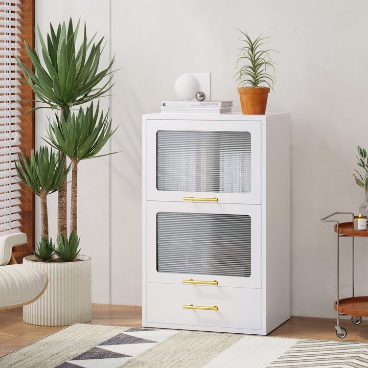 3-Tier Kitchen Storage Cabinet with Flip Doors - Organize in Style!