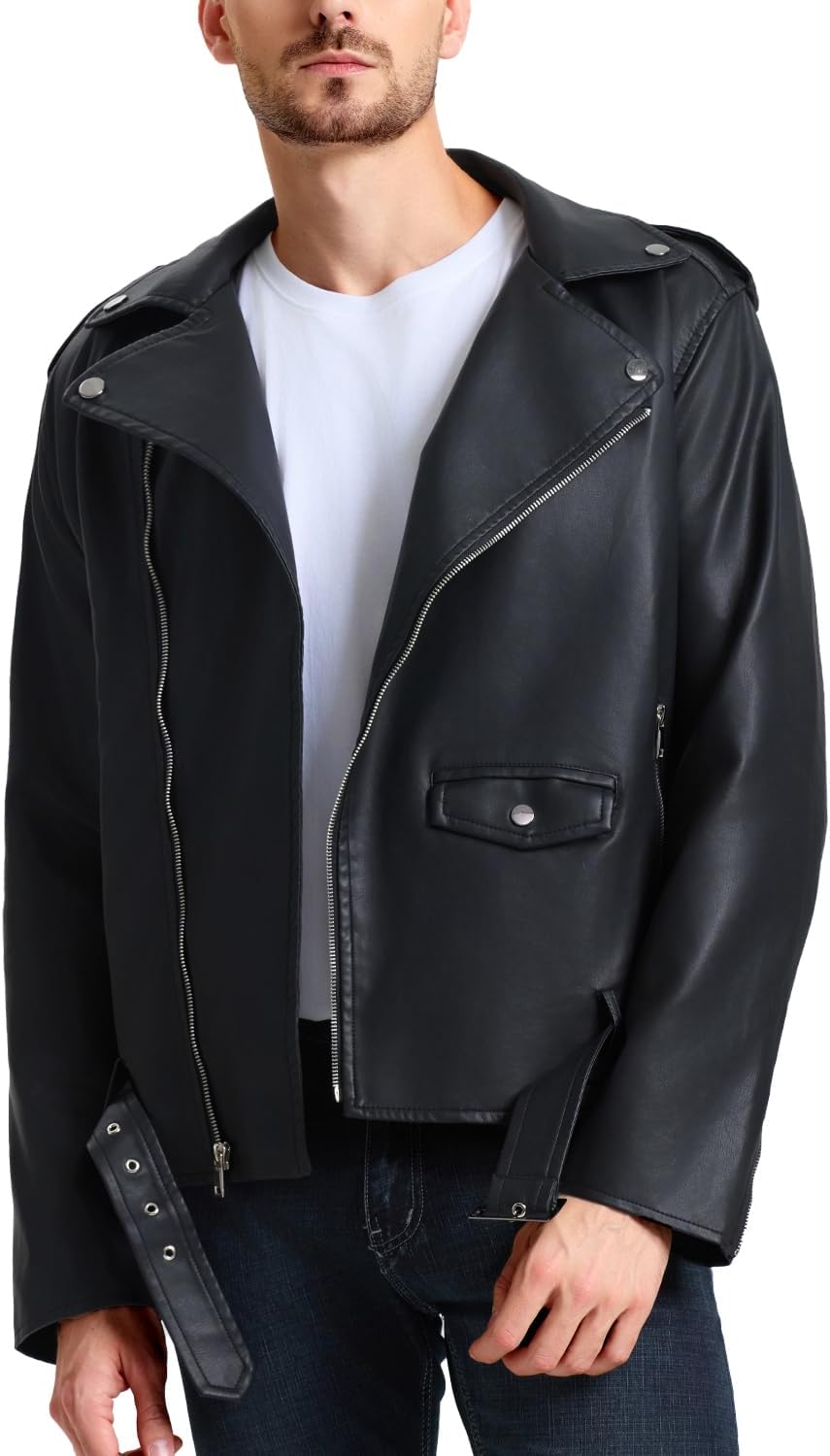 WULFUL Men's Leather Jackets - Stylish Faux Bomber for Bikers