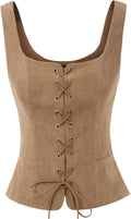 Scarlet Darkness Renaissance Costume Women Corset Top - Faux Suede Fit