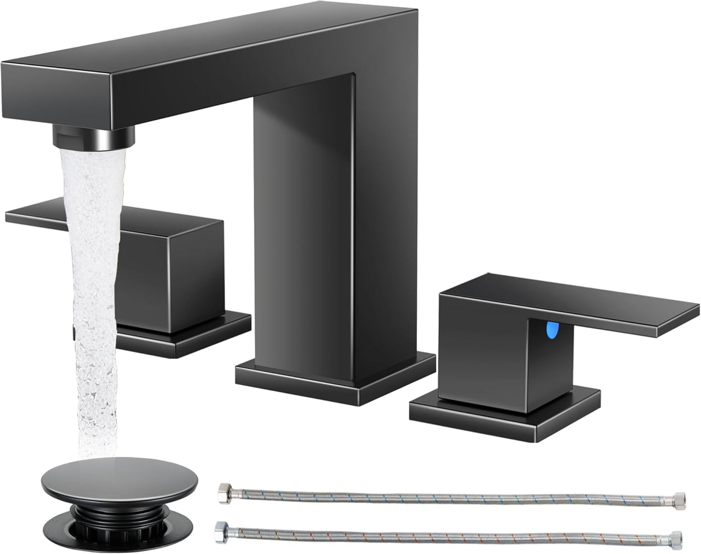 Cobbe Bathroom Faucets for Sink 3 Hole in Matte Black Finish