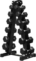 RITFIT Rubber Hex Dumbbells Set with Rack - Complete Home Gym Set