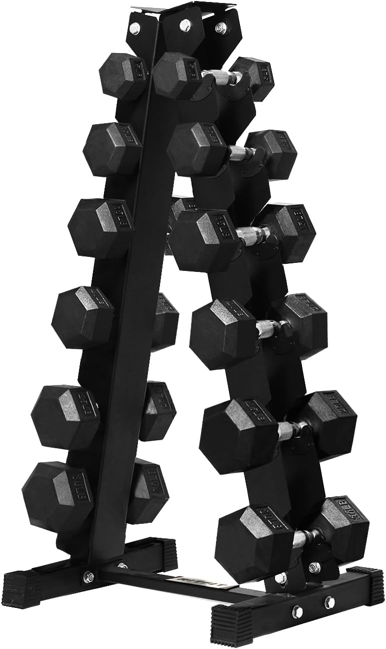 RITFIT Rubber Hex Dumbbells Set with Optional Rack for Home Gym