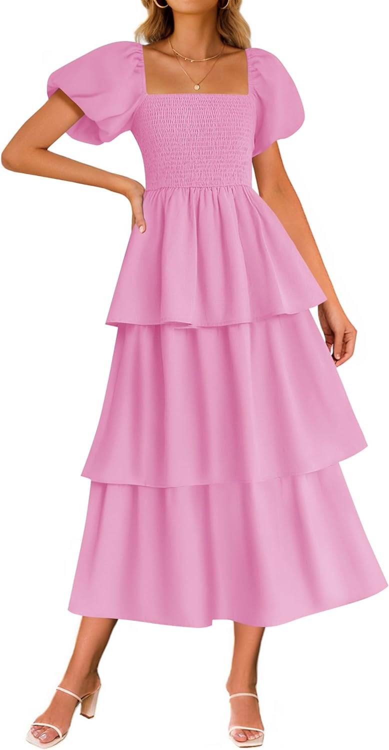 ZESICA Women's Boho Midi Dress for Summer Beach Vacations