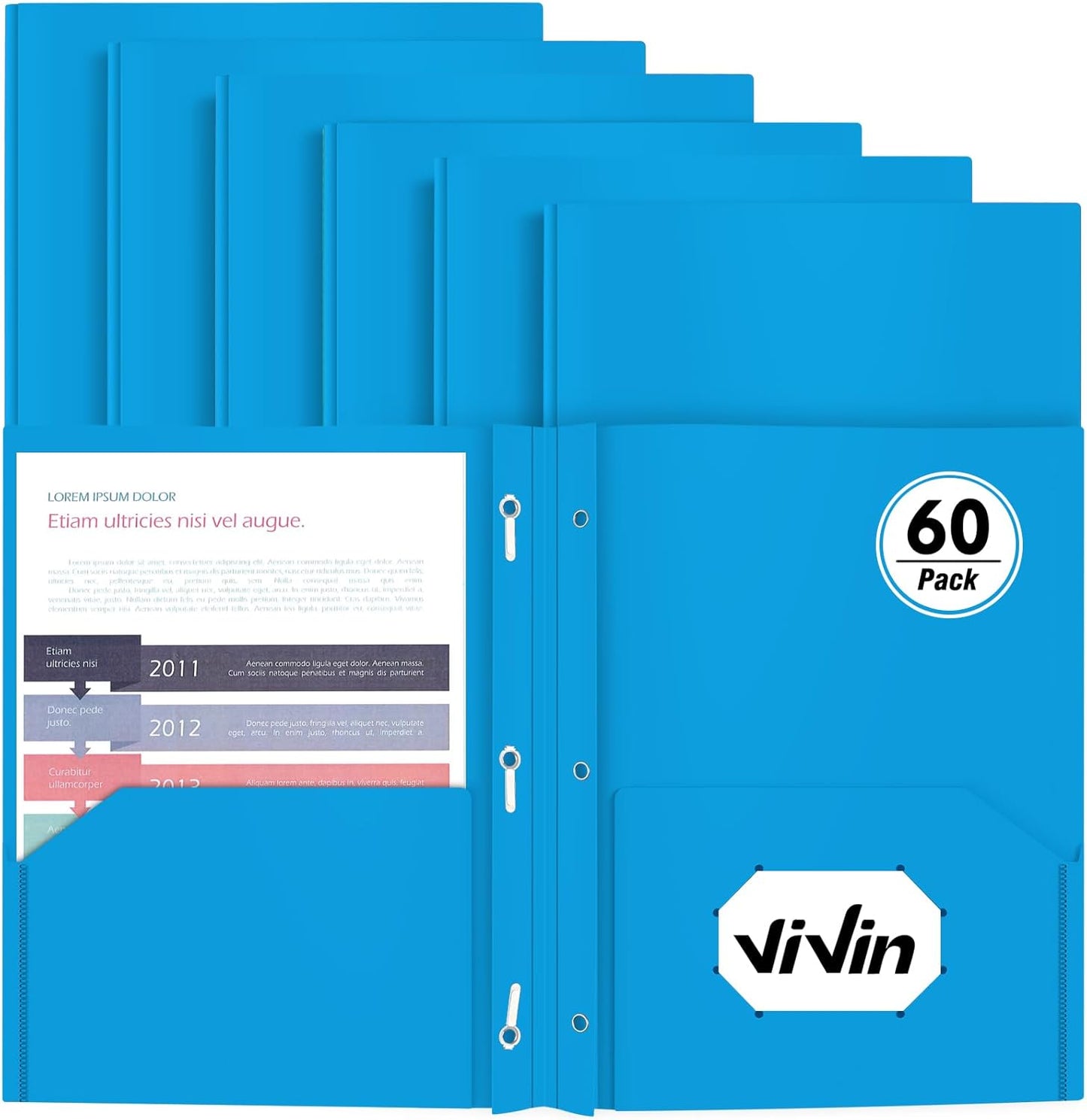 Heavy Duty Plastic Folder, 60 Pack, Sky Blue Poly File Folders