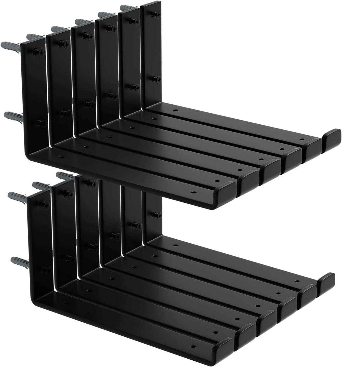 12-Pack Rustic Industrial J Lip Floating Shelf Bracket Set