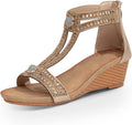 Wedge Sandals for Women Rhinestone Glitter Open Toe - Summer Comfort