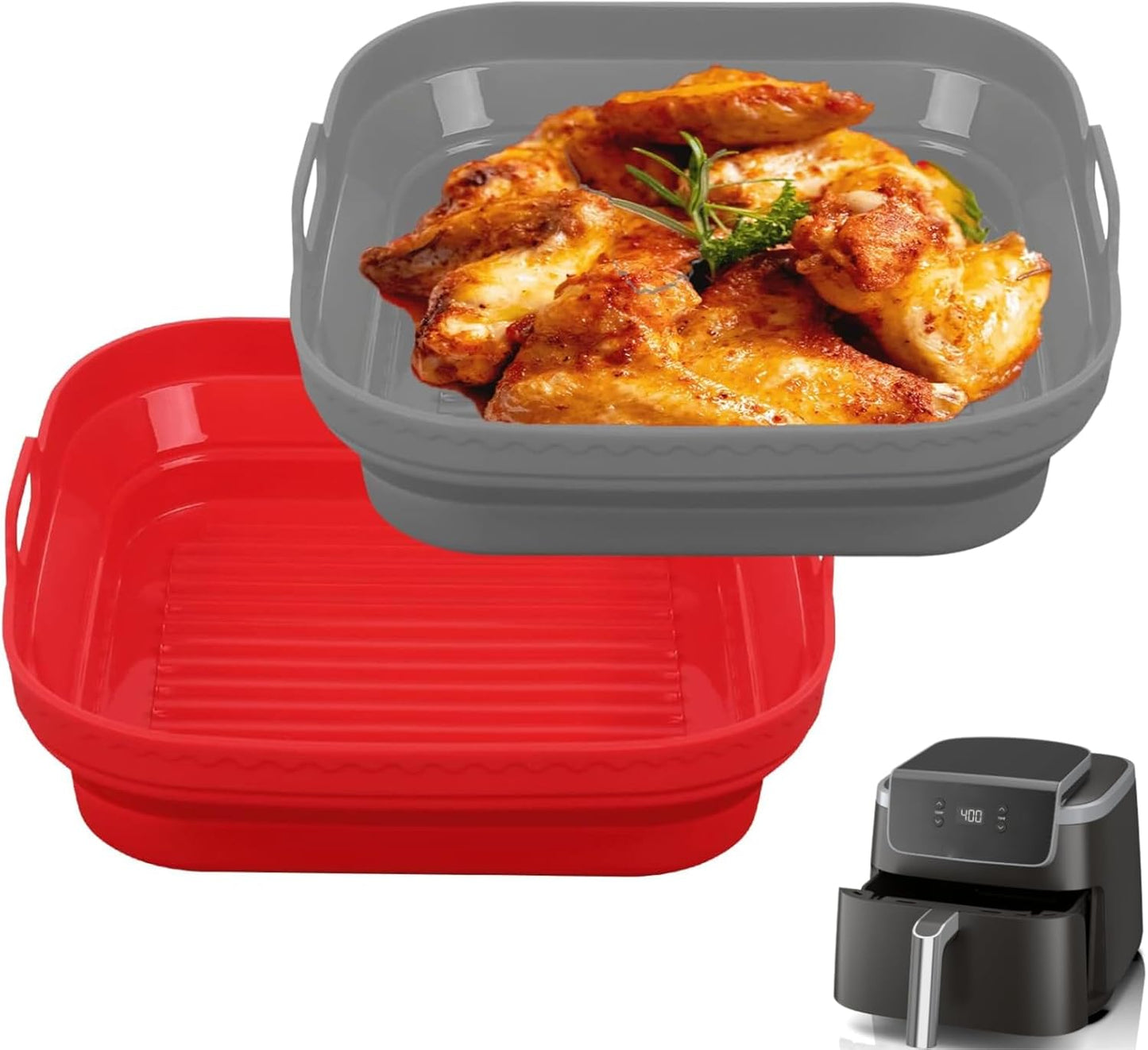 2-Pack Reusable Silicone Air Fryer Liner for Ninja - Nonstick Cooking!