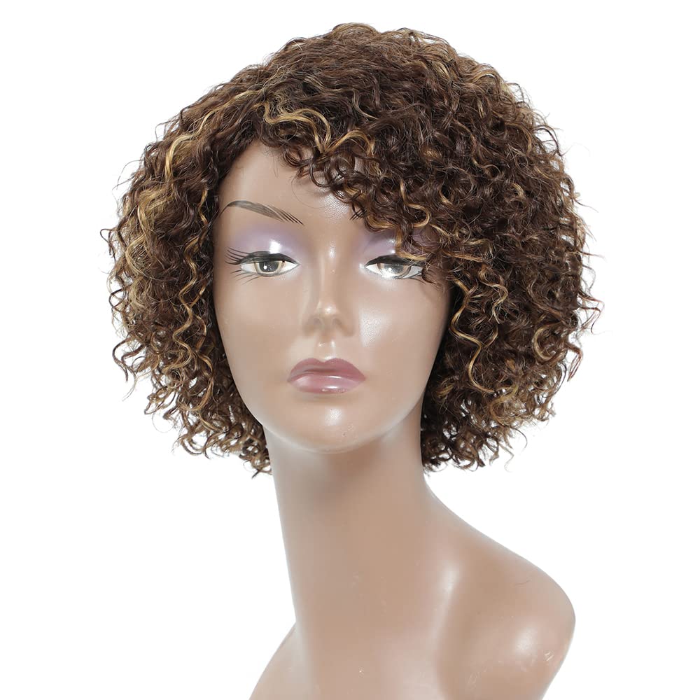 Short Curly Human Hair Wigs for Black Women - 8 Inch Style
