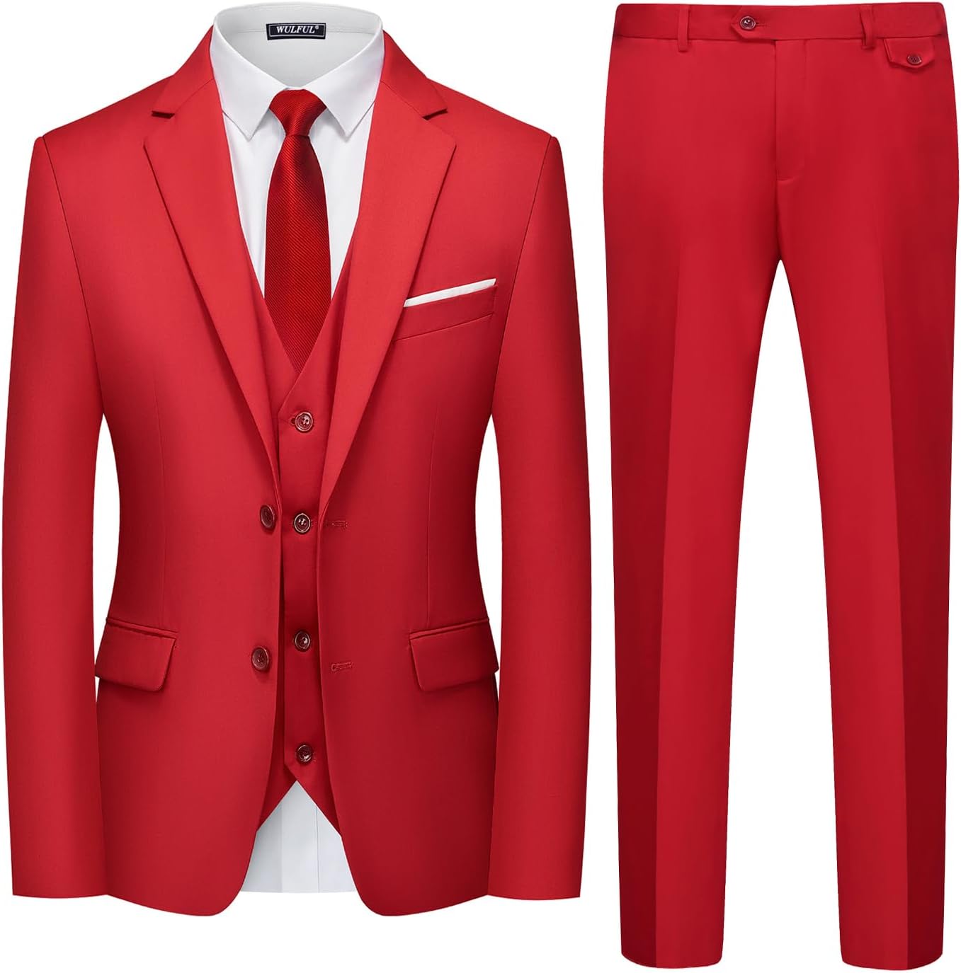 WULFUL Men's Slim Fit 3 Piece Suit Set for Weddings and Parties