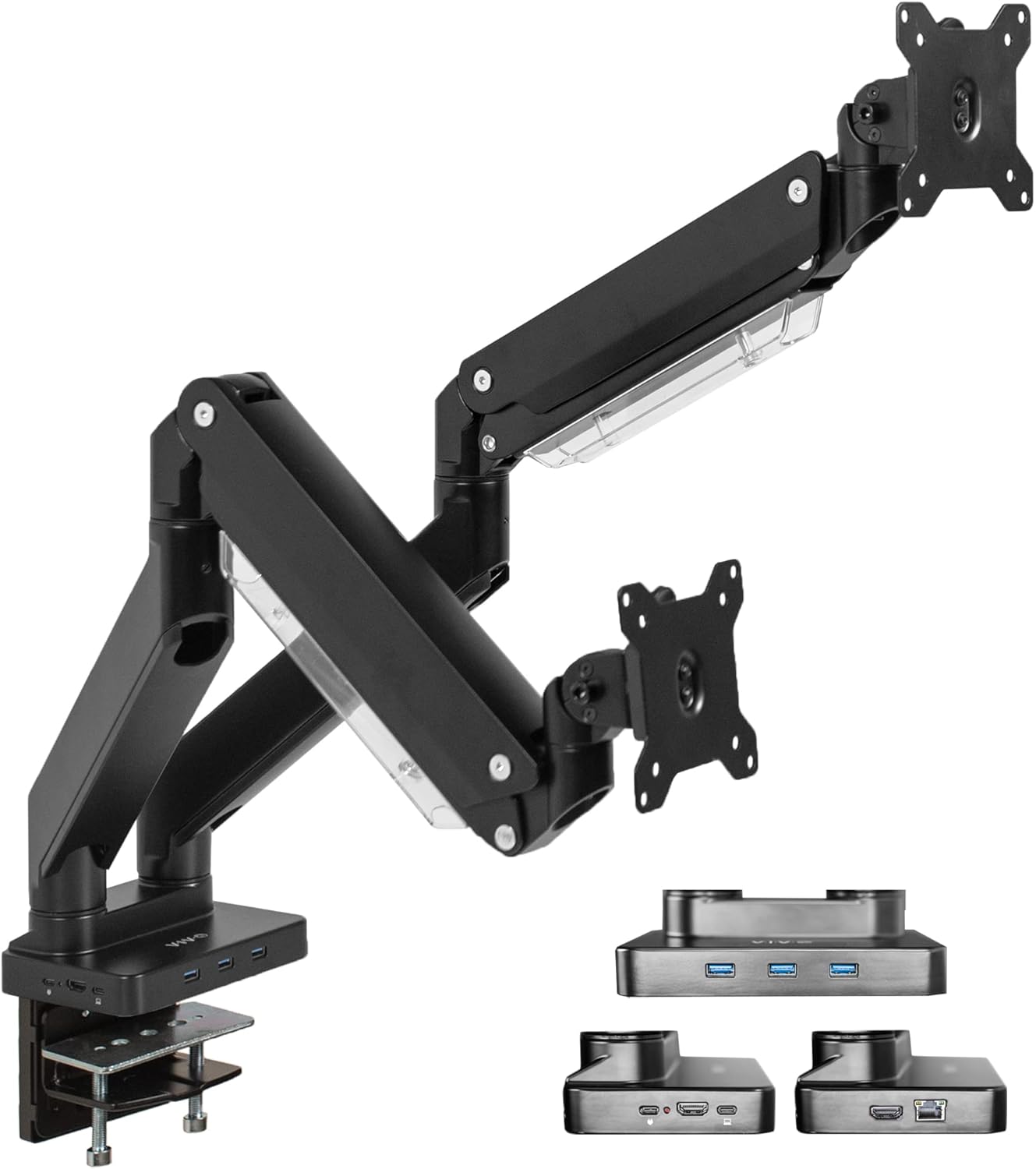 VIVO Dual Arm Monitor Mount with USB-C Dock