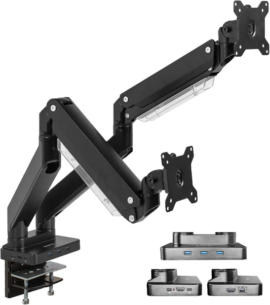 VIVO Dual Arm Monitor Mount with USB-C Dock