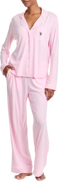 Womens Pajama Set Long Sleeve Button Up Top and Pants for Comfort
