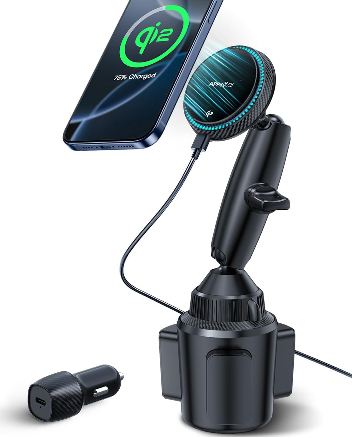 APPS2Car QI2 Magsafe Cup Holder Charger for Fast Charging