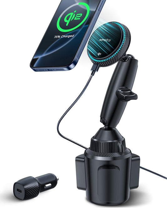 APPS2Car QI2 Magsafe Cup Holder Charger for Fast Charging