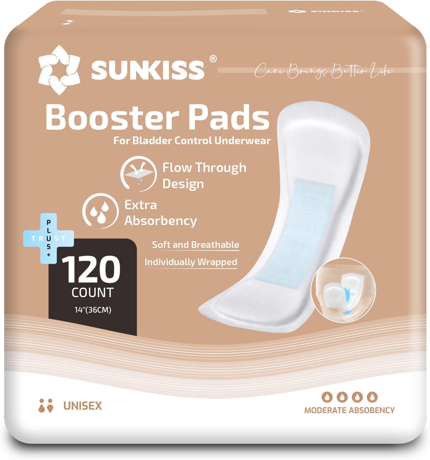 SUNKISS Incontinence Booster Pads for Extra Absorbency and Comfort