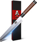 Japanese Bread Knife 8 in Serrated - 9-Layer Steel, Red Sandalwood