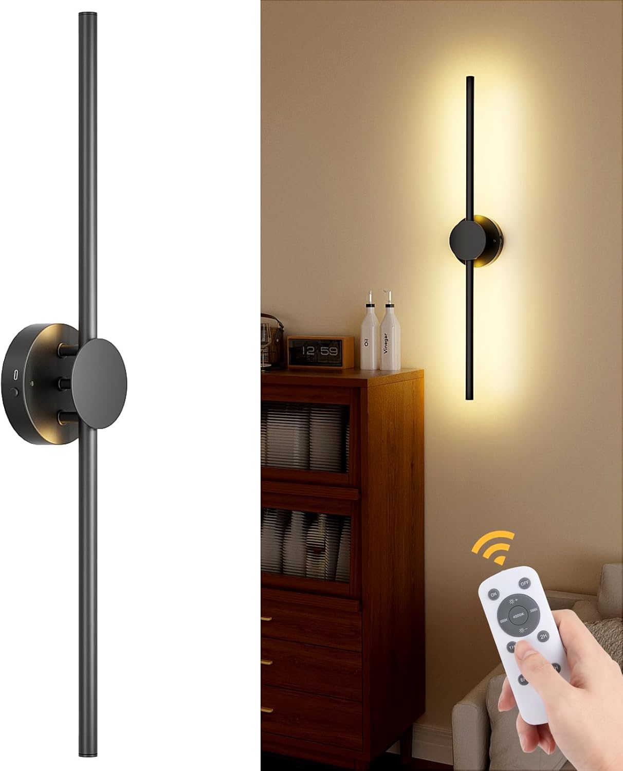 Battery Operated Wall Sconces with Remote Control for Home