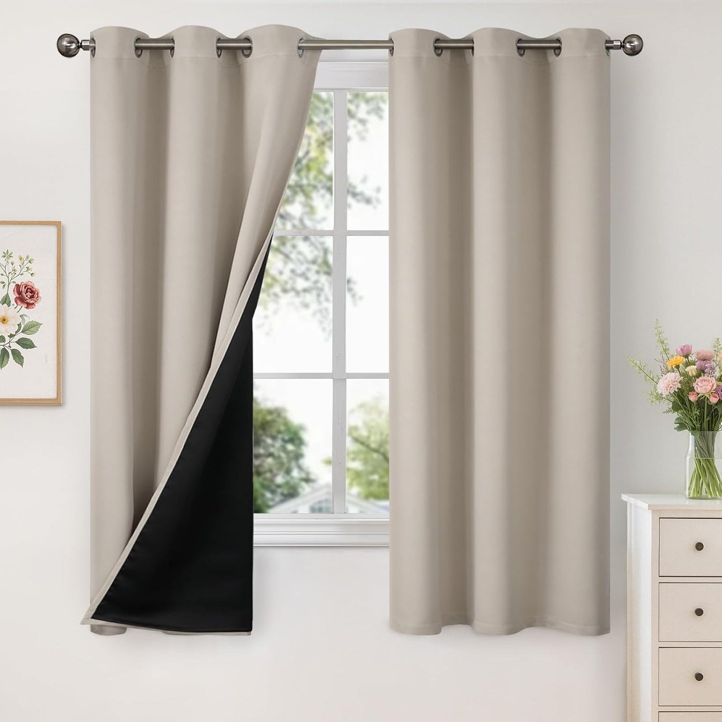 YoungsTex Light Camel 100% Blackout Curtains for Full Privacy