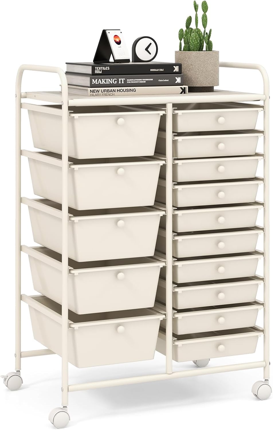 15 Drawer Rolling Storage Cart for Classroom and Home Office