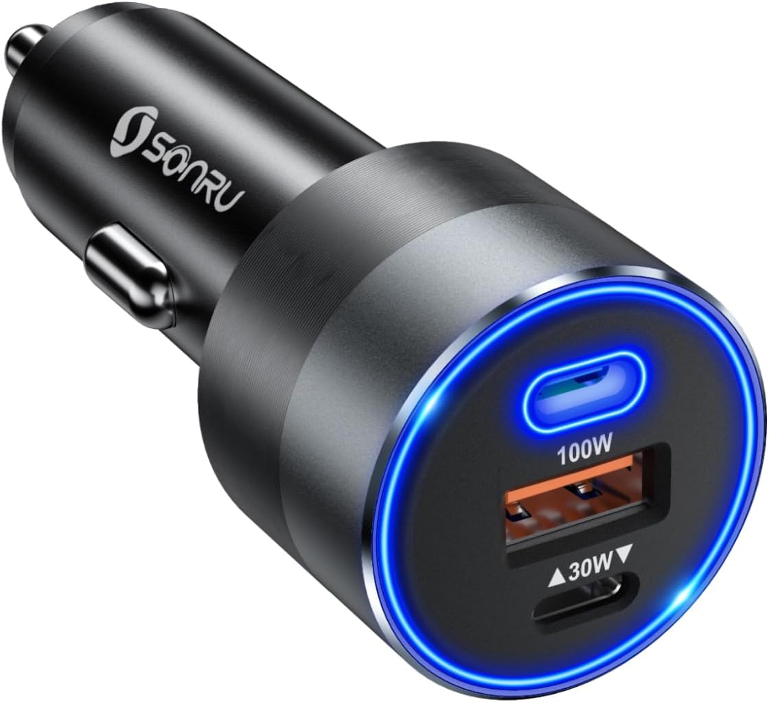 130W Triple Port Car Charger by SONRU: Lightning Fast Charging