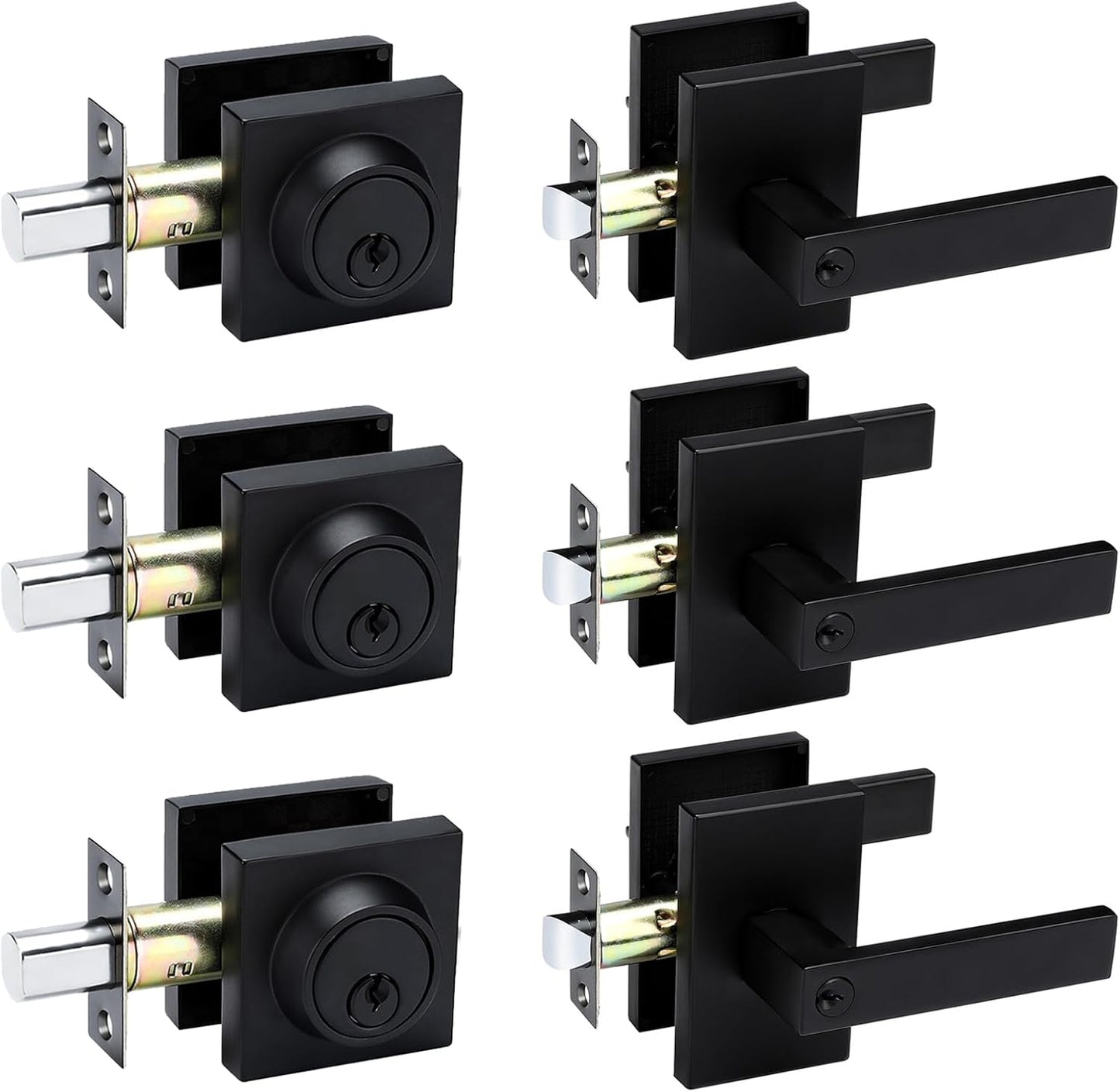 Black Exterior Door Lock Set with Deadbolt for Modern Homes