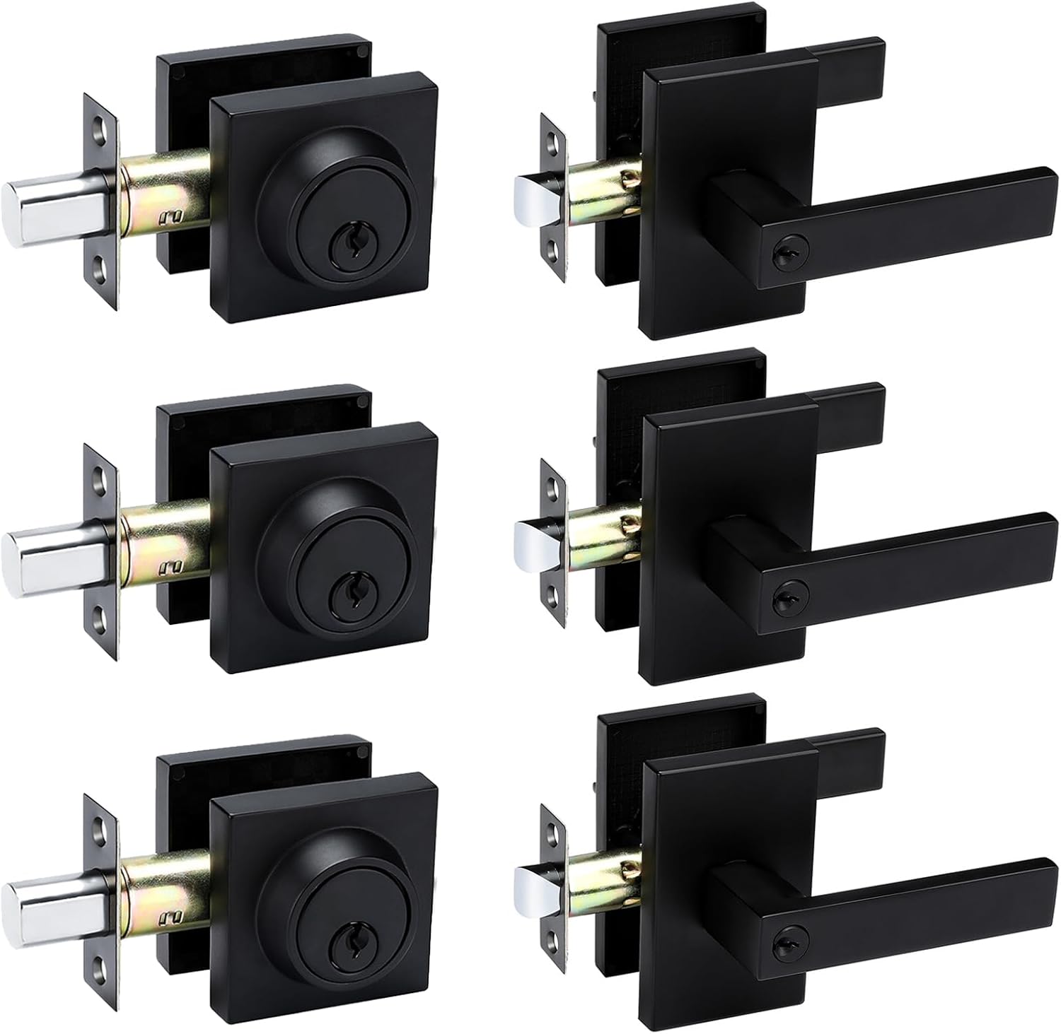 Black Exterior Door Lock Set with Deadbolt for Modern Homes