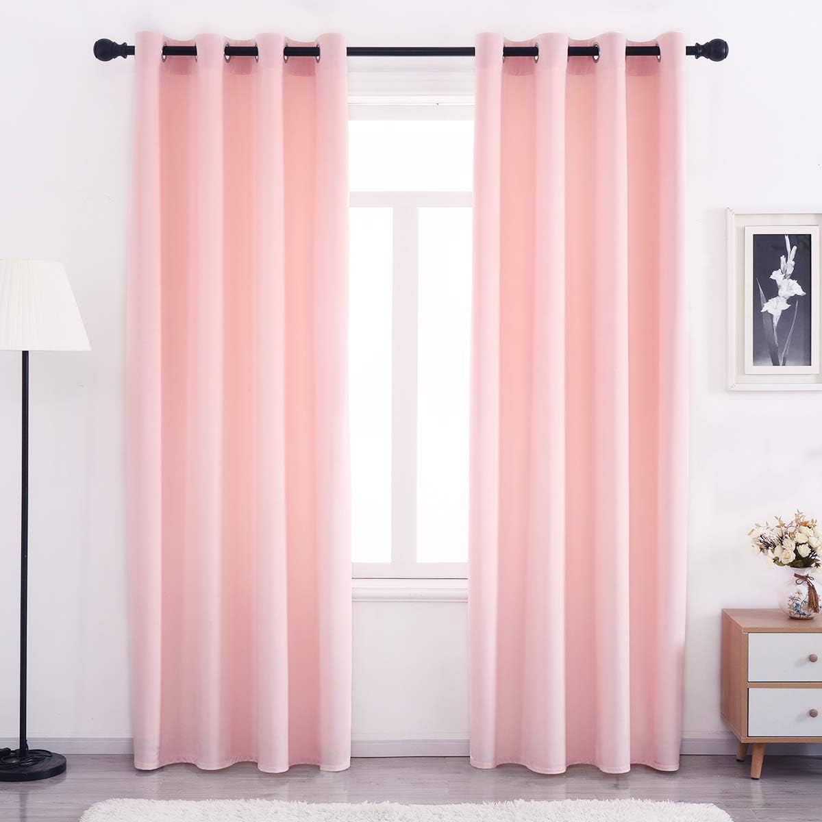 SPXTEX 96 Pink Velvet Curtains - Thermal Insulated, Set of 2