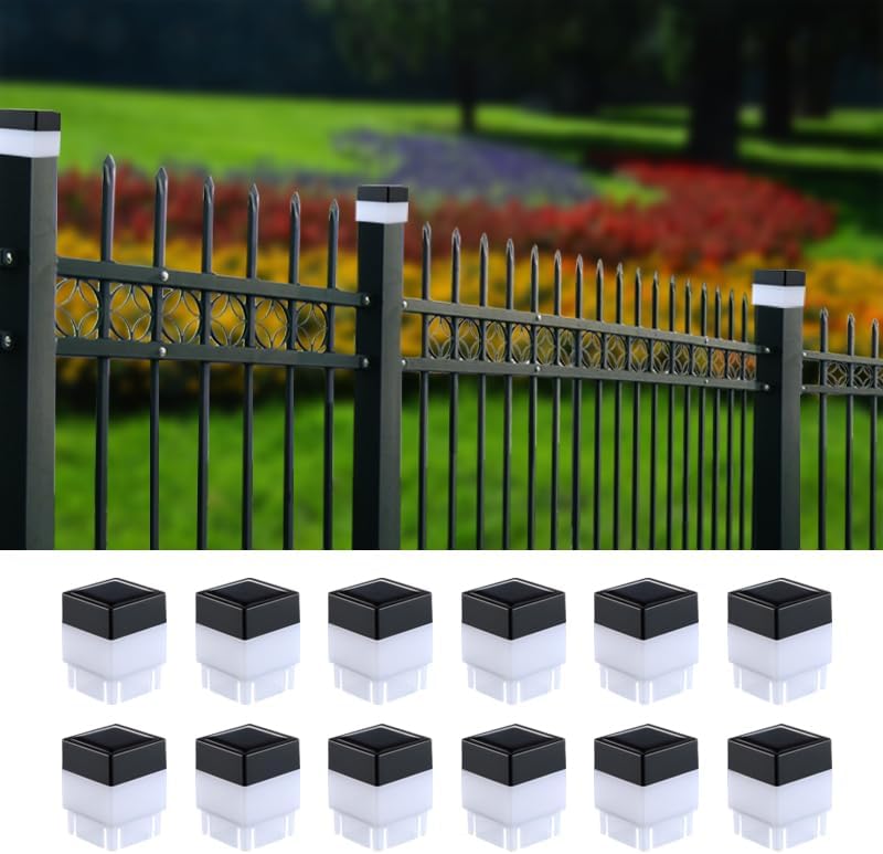 Solar LED Fence Post Cap Lights for Wrought Iron & Garden Use