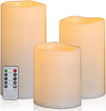 Waterproof Outdoor Flameless Pillar Candles Set of 3 - Remote Timer