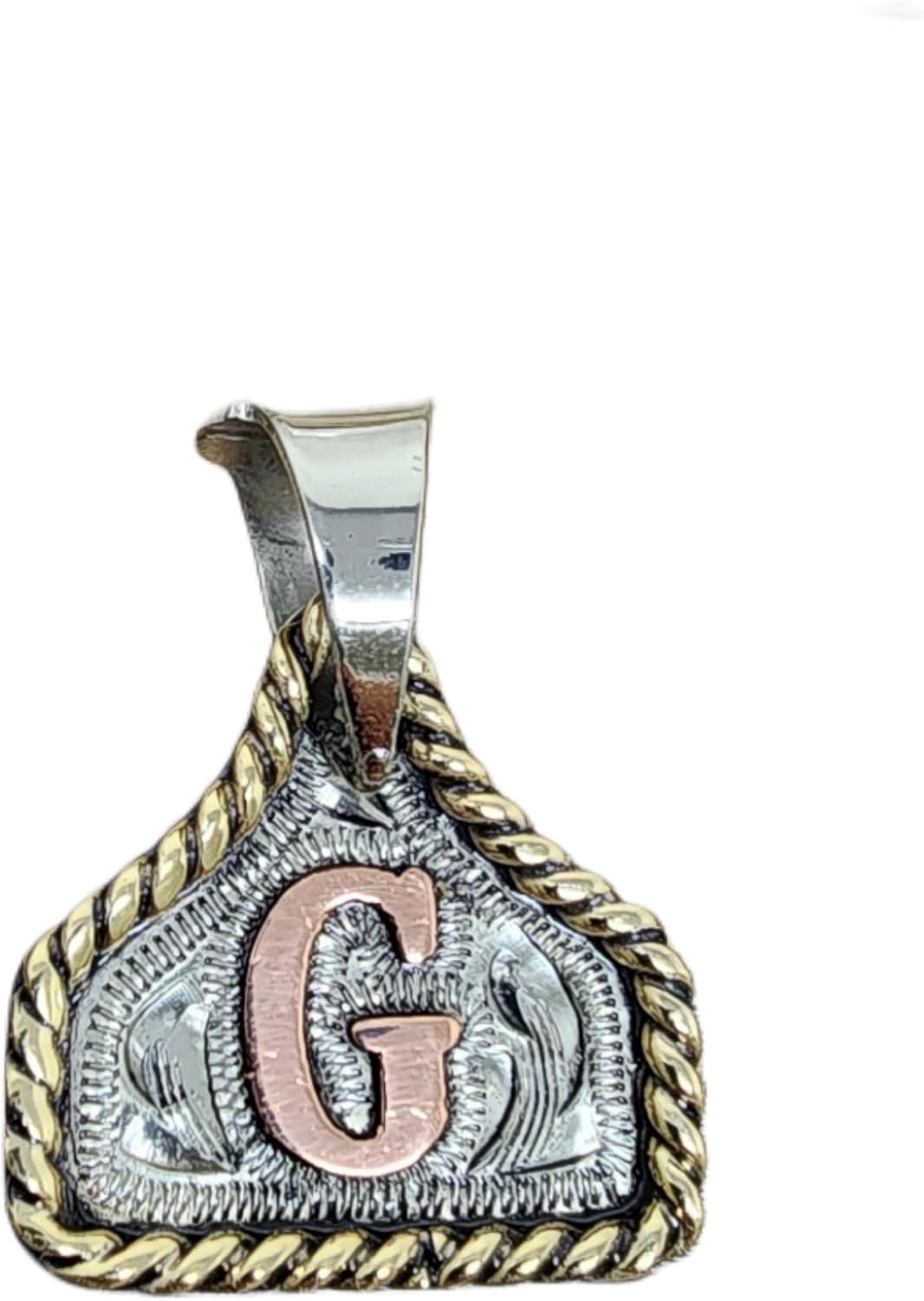 Custom Handmade Cow Tag Necklace with Copper Initial Pendant