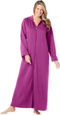 Plus Size Long Hooded Fleece Sweatshirt Robe - Cozy, Easy Care