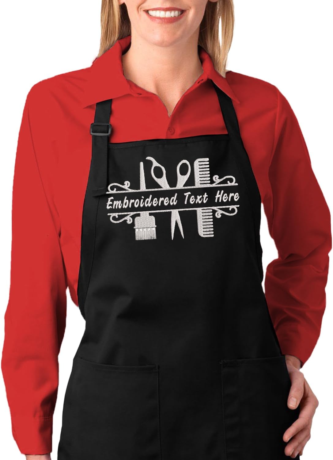 Black Waterproof Hair Stylist Apron with 2 Pockets for Professionals