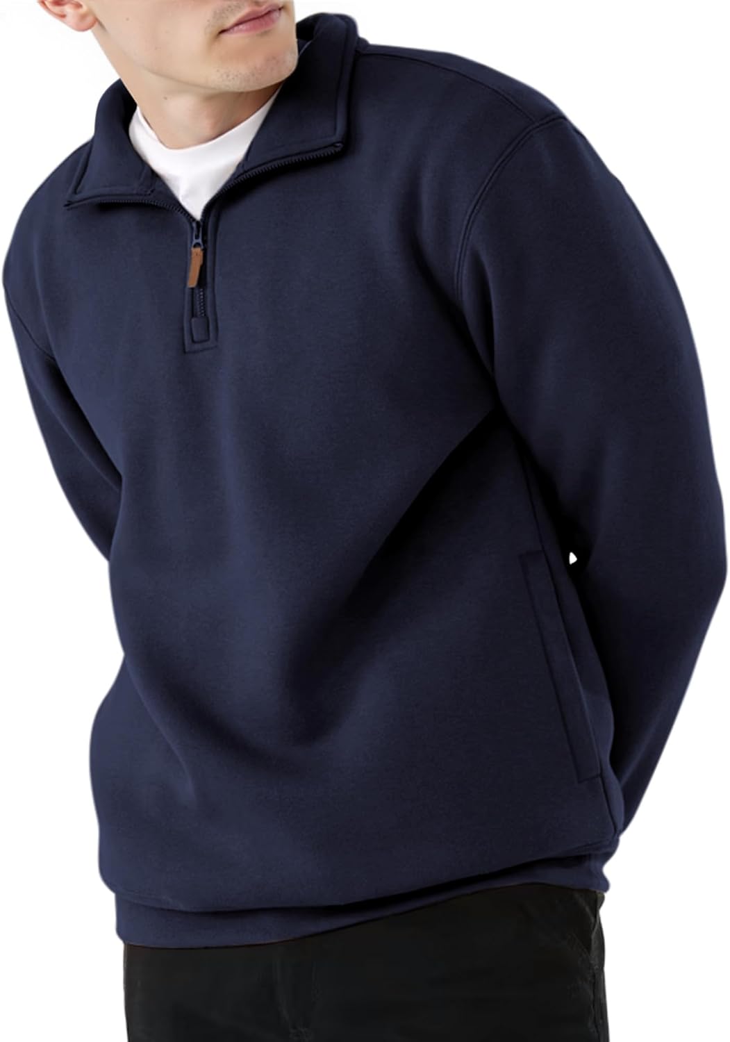 Mens Quarter Zip Pullover Fleece Sweatshirt for Comfort