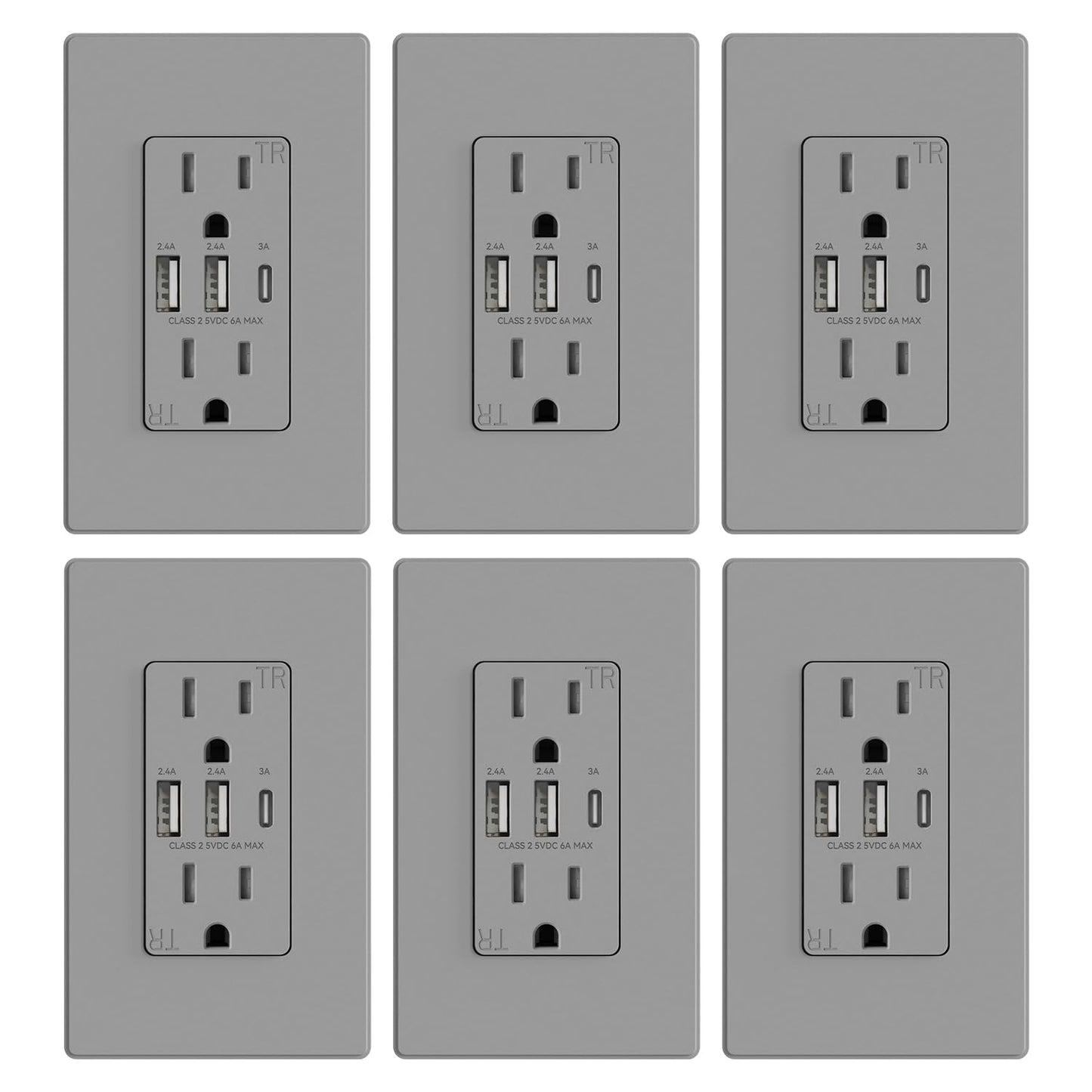 ELEGRP USB Outlets Receptacles with 3 Ports for Efficient Charging