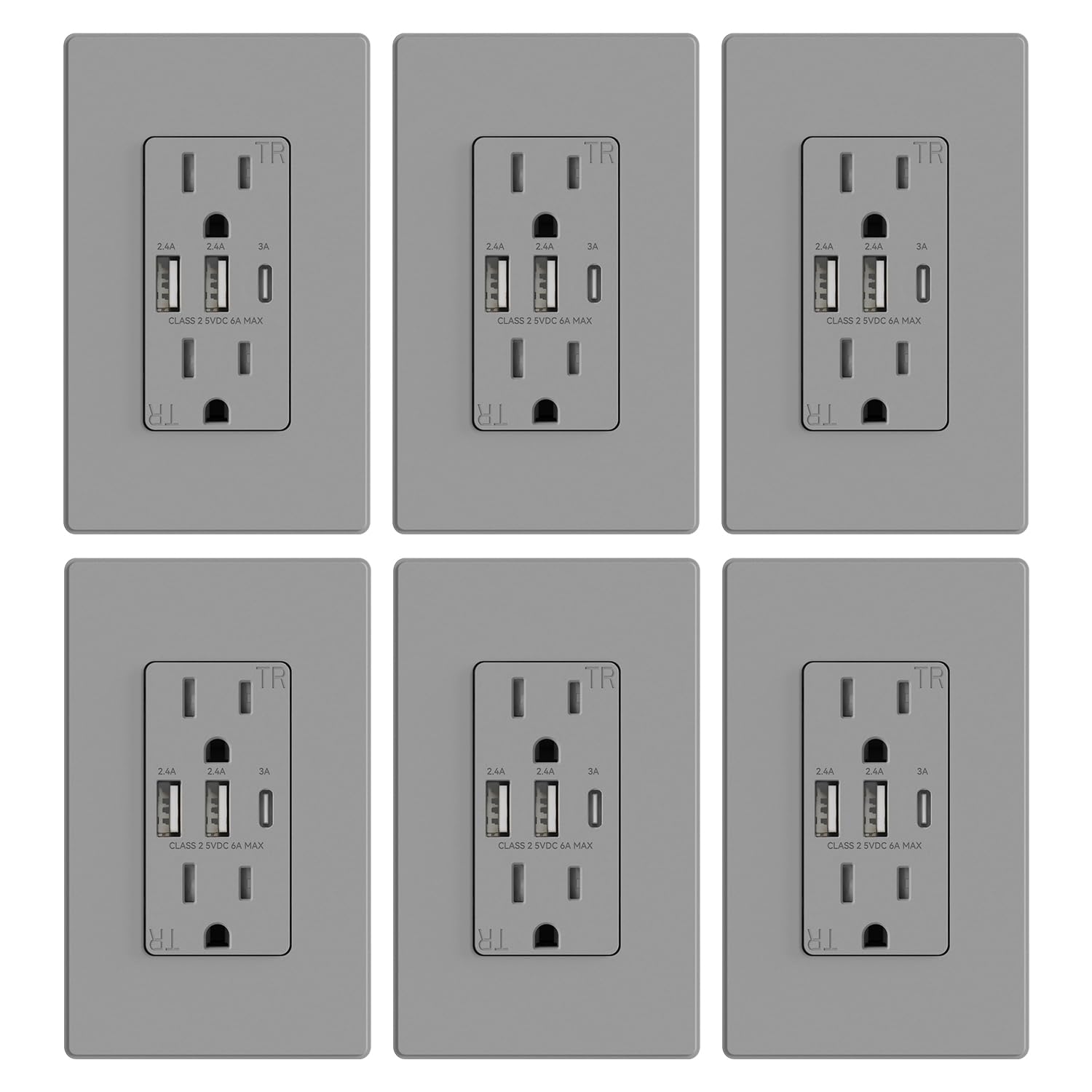 ELEGRP USB Outlets Receptacles with 3 Ports for Efficient Charging