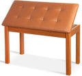 Duet Piano Bench in Brown Wood with Tufted Padded Cushion - Storage