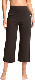 Women's Capri Pants with Pockets High Waist Yoga Pants - Wide