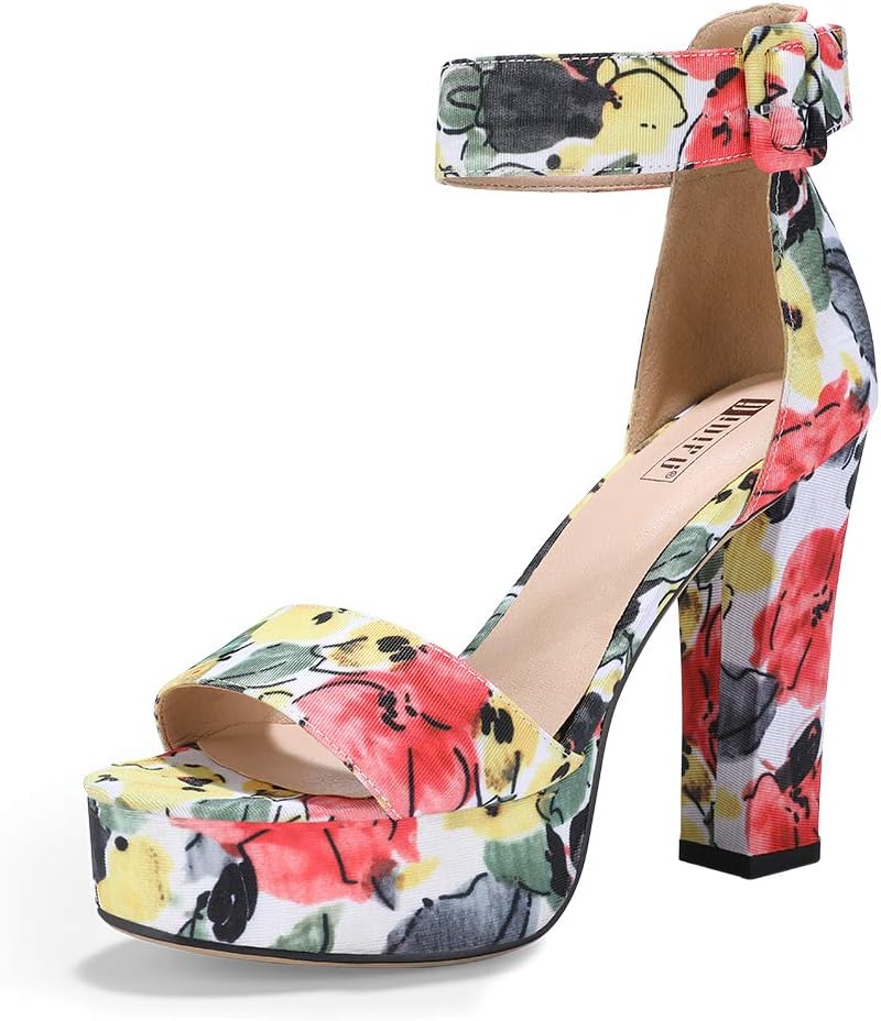 Sabrina Platform Block Chunky High Heels for Women Open Toe