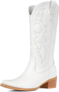 Cowboy Boots for Women - Embroidered Mid Calf Chunky Heel Choiran