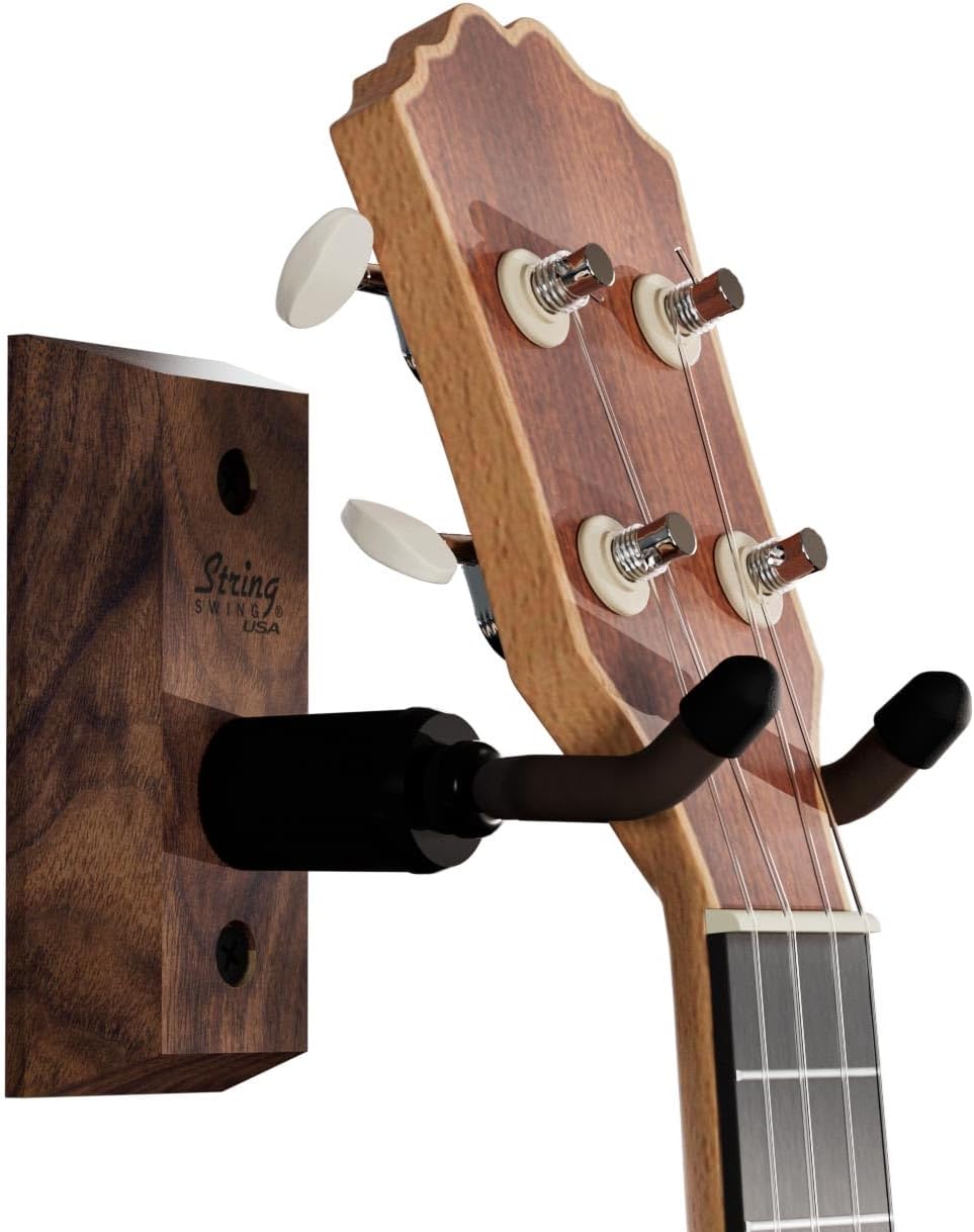 Secure Wall Mount for Multiple Ukuleles - Black Walnut