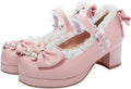 Kawaii Mid Block Heel Mary Jane Pumps - Cute Bow Platform